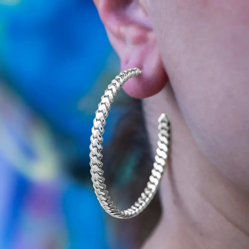 6Mm White Gold Micro Cuban Prong Hoop Earrings 1