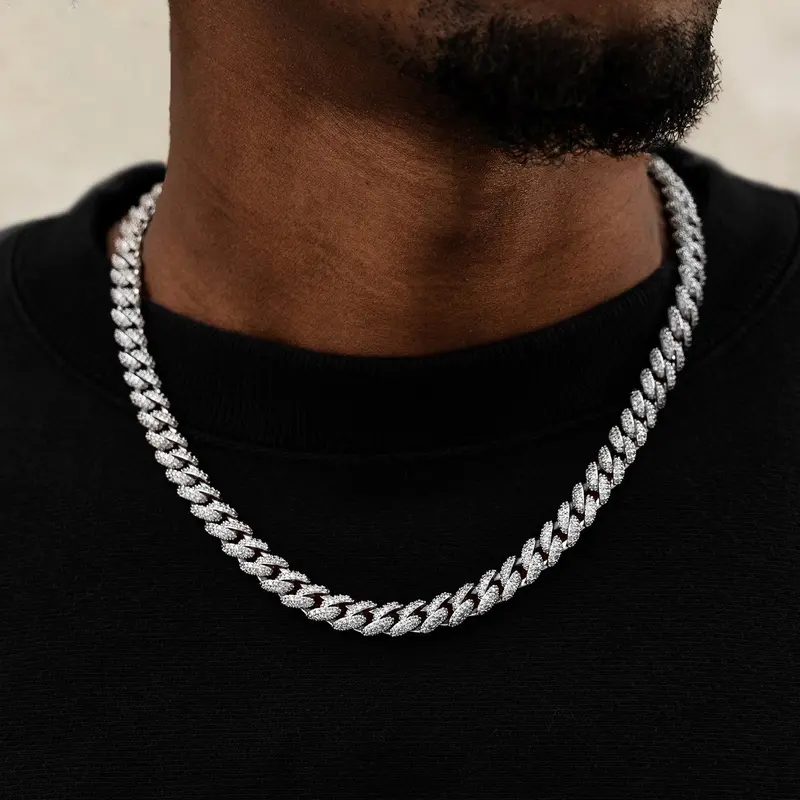 8.5Mm Diamond Cuban Chain In White Gold 1