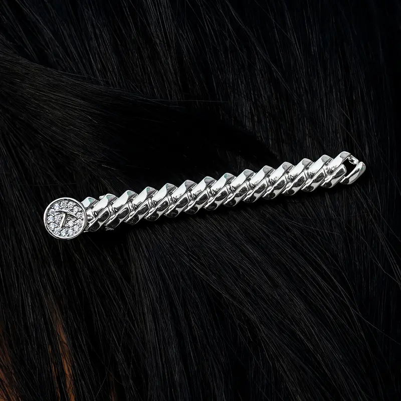 8Mm Miami Cuban Barrette In White Gold 1