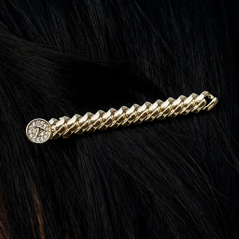8Mm Miami Cuban Barrette In Yellow Gold 1