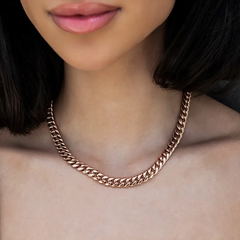 8Mm Miami Cuban Link Necklace In Rose Gold Tone 1