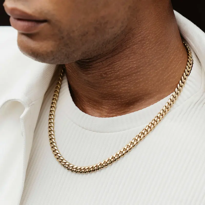 8Mm Yellow Gold Miami Cuban Link Chain 1