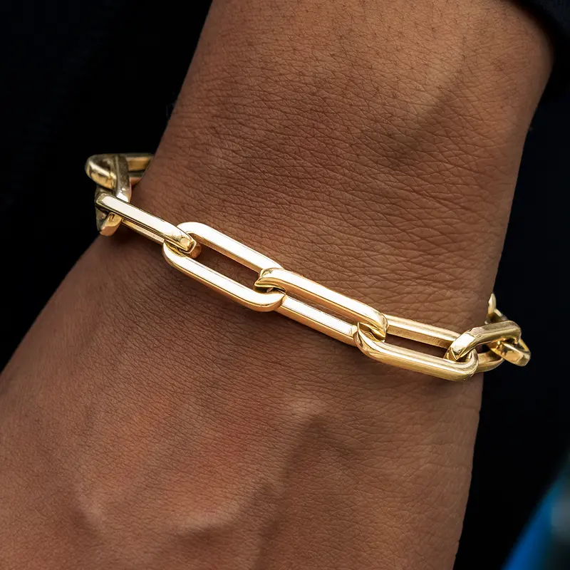 8Mm Yellow Gold Paperclip Bracelet 1
