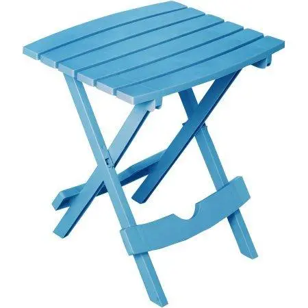 Adams Manufacturing Quik-Fold Blue Side Table – Lightweight Poolside Folding Table (Single Unit) 1