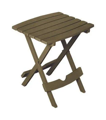 Adams Manufacturing Quik-Fold Plastic Side Table – Lightweight Brown Folding Table For Patios And Indoors 1