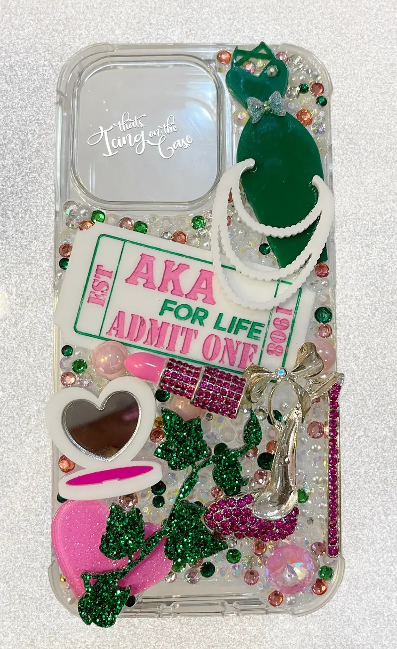‘Admit One’ Pink & Green Sorority Snap Case For Iphone 14 Pro With Shockproof Bumper 1