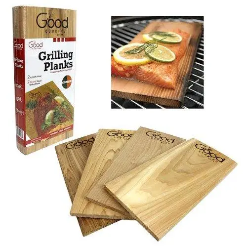 Alder And Cedar Wood Grilling Planks Set – 2 Of Each For Smoked Outdoor Bbq 1
