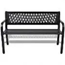 All-Weather Steel Two-Seater Bench – Black Metal Outdoor Patio Or Poolside Seating 1