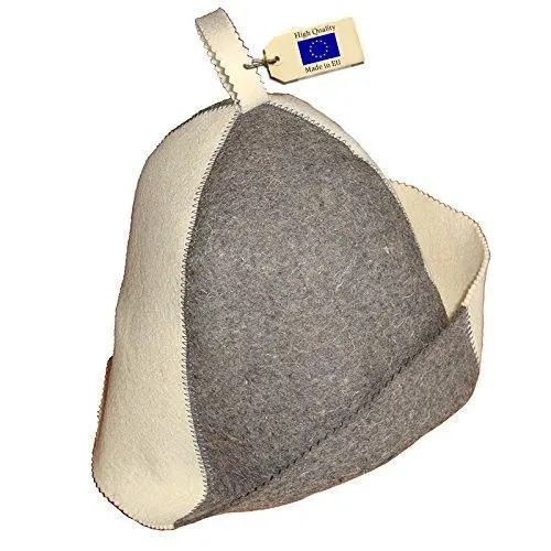Allforsauna Russian Banya Wool Felt Sauna Hat – Lightweight, Unisex, White/Grey 1