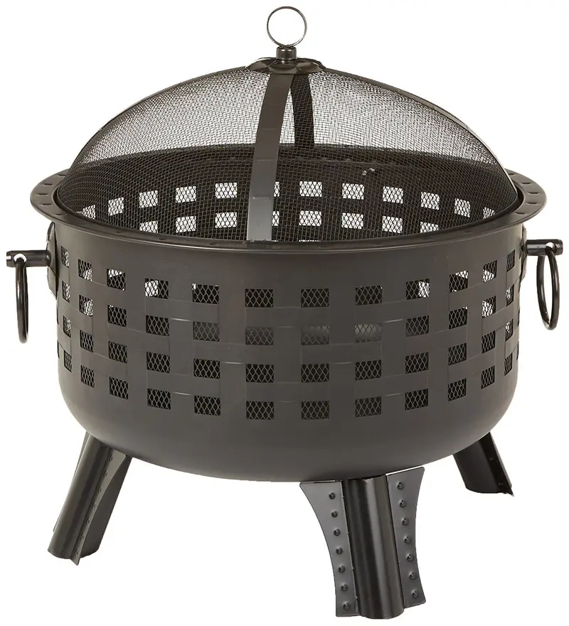 Amazonbasics 23.5-Inch Steel Lattice Fire Pit – Portable Outdoor Fire Feature With Mesh Screen 1