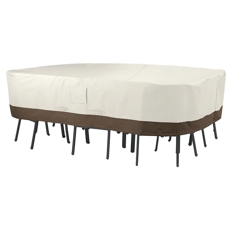 Amazonbasics Large Rectangular And Oval Patio Table & Chair Set Cover – Weatherproof, Uv-Resistant Fabric With Elastic Hem For Secure Fit 1