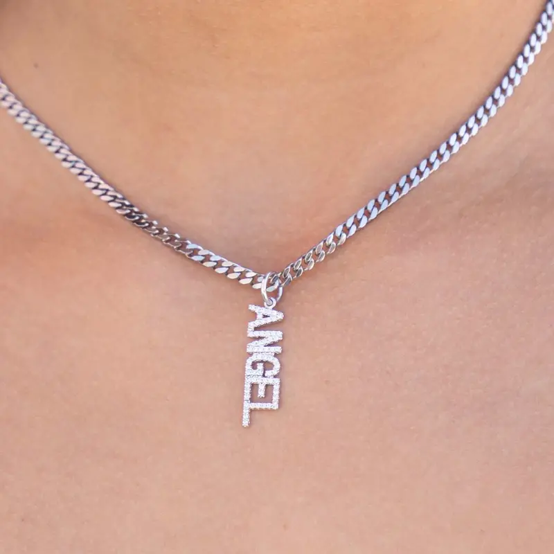 Angel Symbol Pendant In Polished White Gold 1