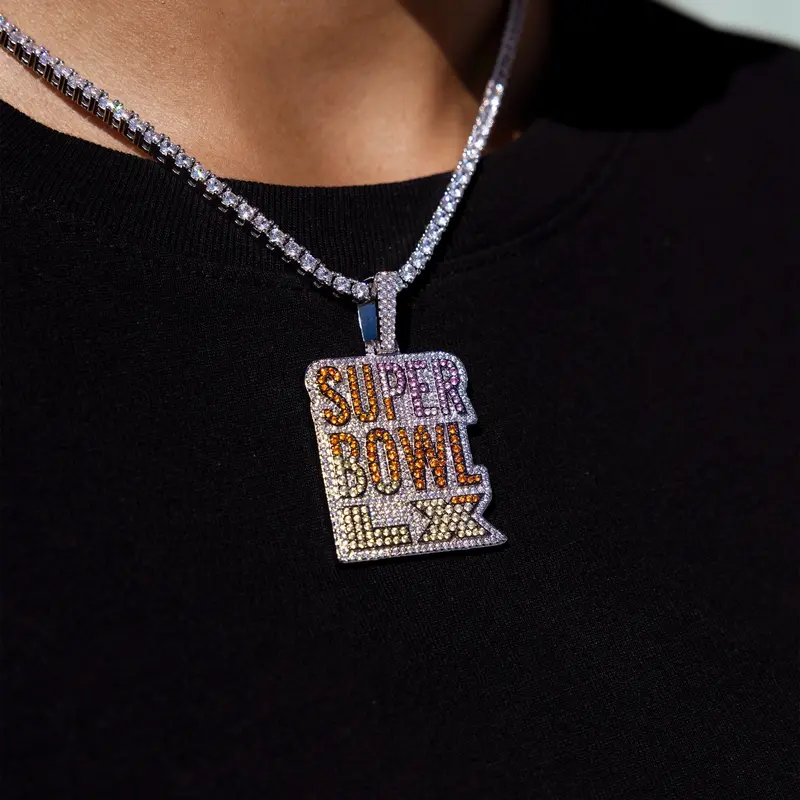 Artisan White Gold Pink Ombre Super Bowl Lx Wordmark Pendant 1