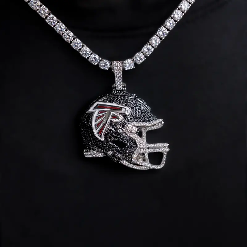 Atlanta Falcons 2025 Nfl Helmet Pendant In White Gold 1