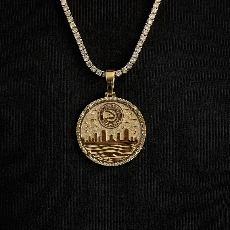 Atlanta Hawks Official Nba Coin Pendant In 14K Yellow Gold 1