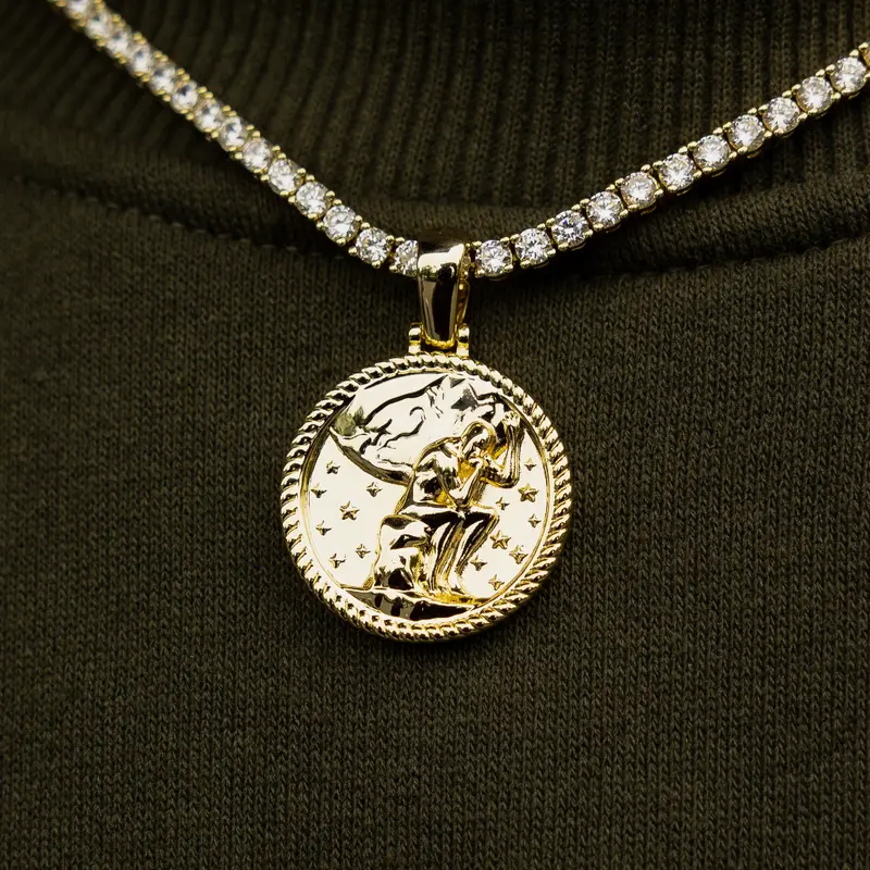 Atlas Thinker Coin Necklace – Sculptural Coin Pendant In Antique Finish 1