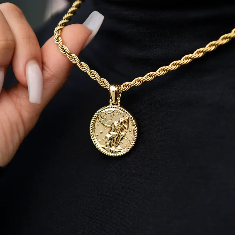 Atlas Thinker Coin Pendant – Minimalist Bronze-Style Medallion 1