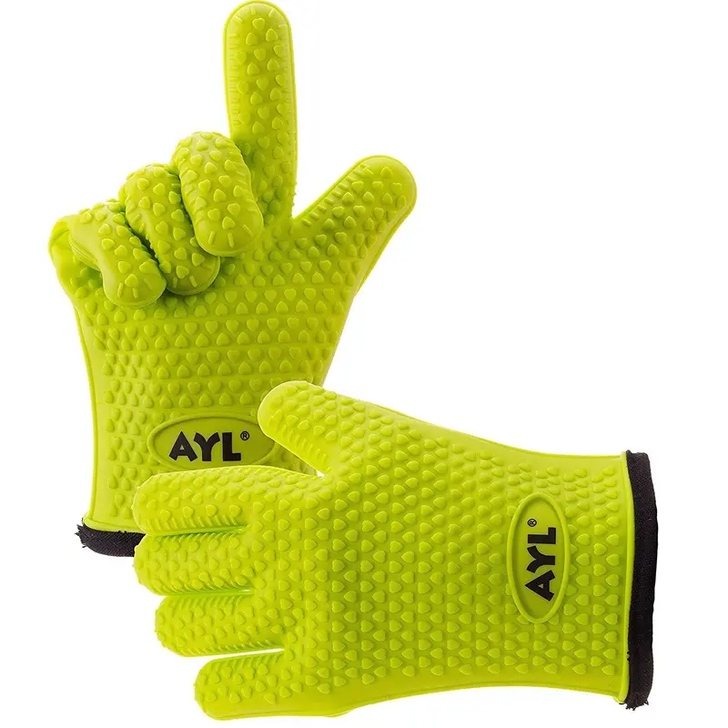 Ayl Silicone Oven Gloves – Heat-Resistant Bbq & Kitchen Mitts With Cotton Lining And Non-Slip Grip For Safe Handling Of Hot Cookware 1