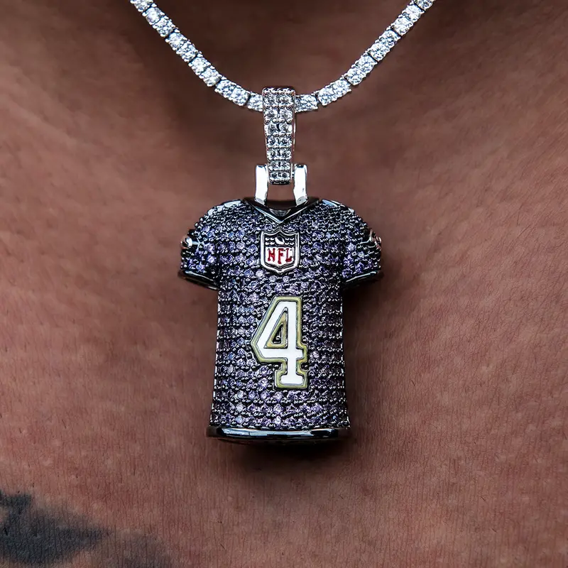 Baltimore Ravens #4 Jersey Pendant In White Gold Vermeil – Zay Flowers Design 1