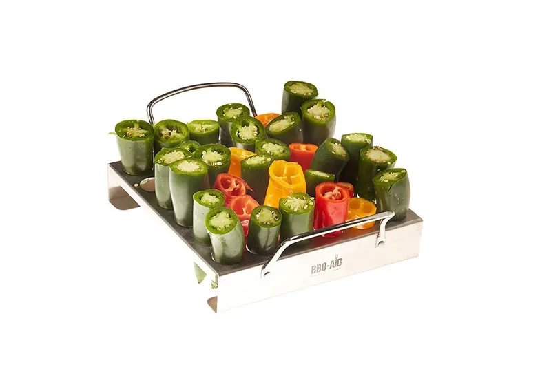 Bbq-Aid Jalapeño Grill Rack – Multi-Use Skewer Rack For Peppers, Chicken Legs, Wings, And More 1