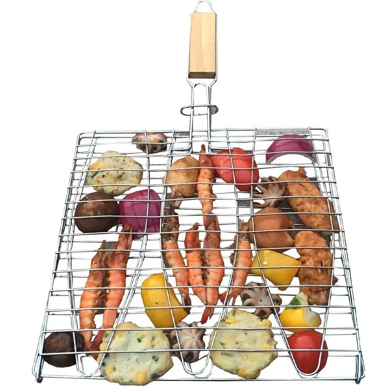 Bbq Winj Triple-Layer Stainless Steel Grilling Basket – 20.5" × 11" × 0.63" Fish & Veggie Net For Indoor/Outdoor Use 1