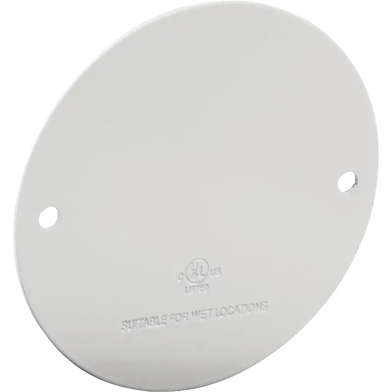 Bell Outdoor Blank Box Cover – Single-Gang Round Die-Cast Metal, White Finish 1