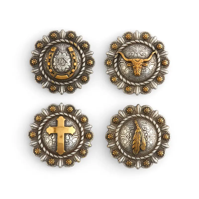 Berry-Embellished Round Concho With Central Design 1