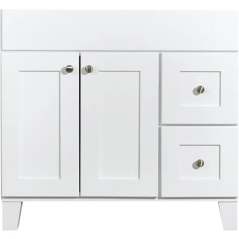 Bertch Osage White Vanity Base – 36 Inch Wide, 2-Door/2-Drawer Configuration 1