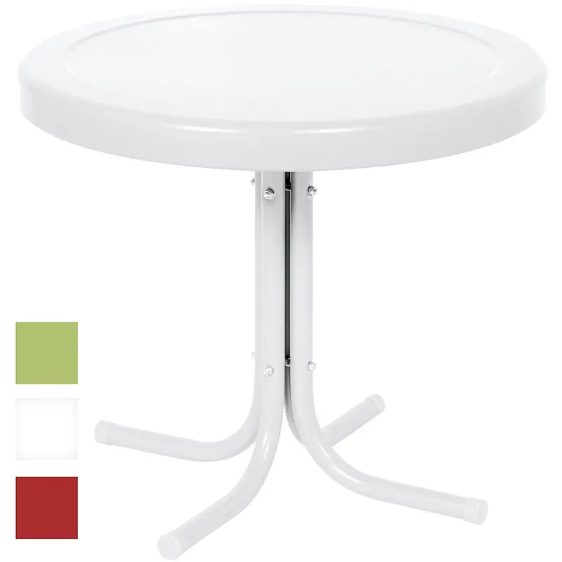 Best Choice Products 22-Inch Modern White Metal Side Table – Uv & Weather Resistant Finish 1