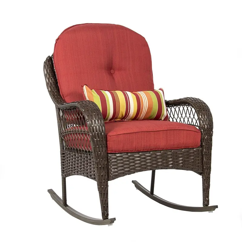 Best Choice Products All-Weather Wicker Rocking Chair With Cushions – Patio, Porch & Deck Use 1