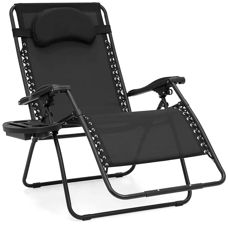 Best Choice Products Zero-Gravity Patio Lounge Chair – Oversized Outdoor Recliner With Cup Holder & Adjustable Backrest (Black) 1