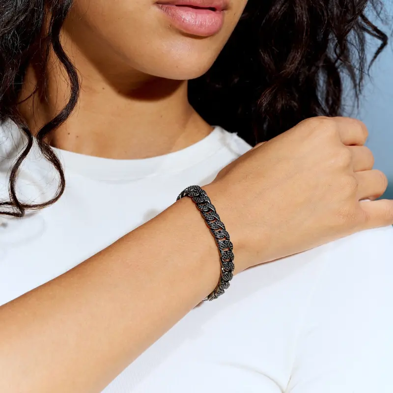 Black Diamond Cuban Bracelet – 8.5Mm Matte Black Finish 1