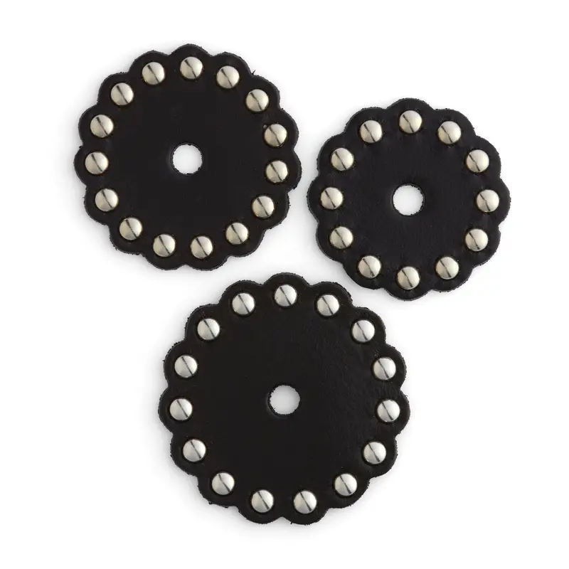 Black Scalloped Leather Conchos For Western & Tribal Accents 1