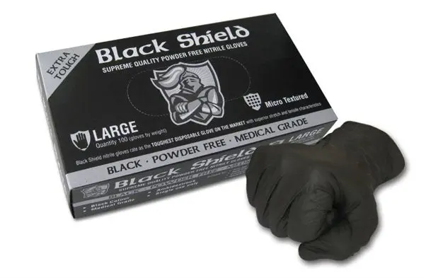 Black Shield Heavy-Duty Nitrile Gloves – New Stock, Industrial Grade 1