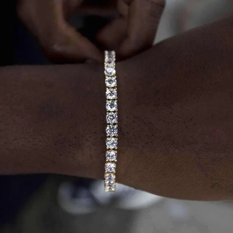 Bold 5Mm Diamond Tennis Bracelet In Yellow Gold 1