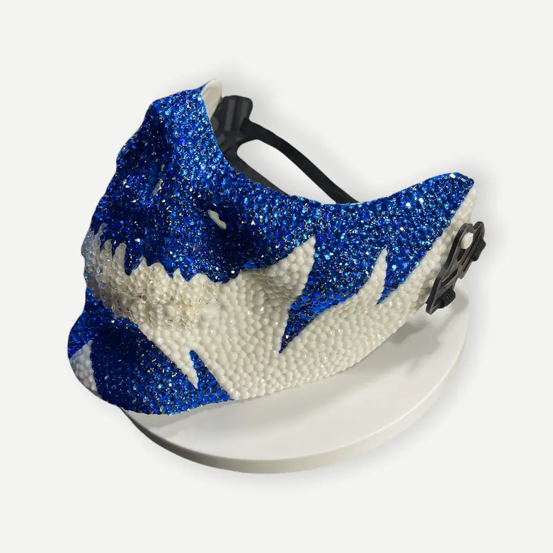 Bold Gobluegowhite Rhinestone Face Mask – Year-Round Bling 1