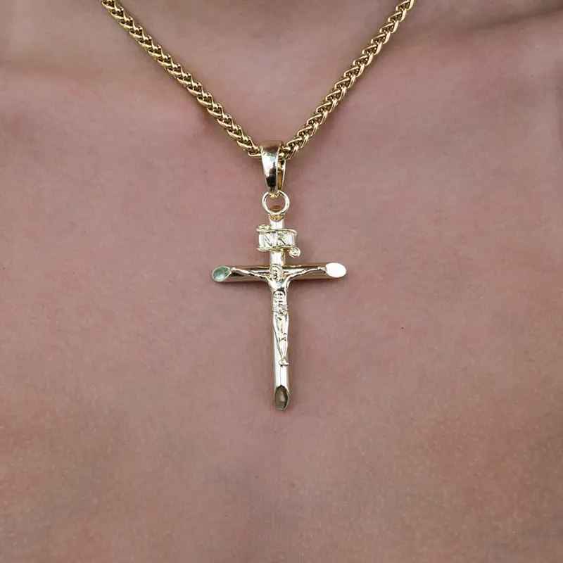 Bold Yellow Gold Crucifix Pendant With Polished Finish 1