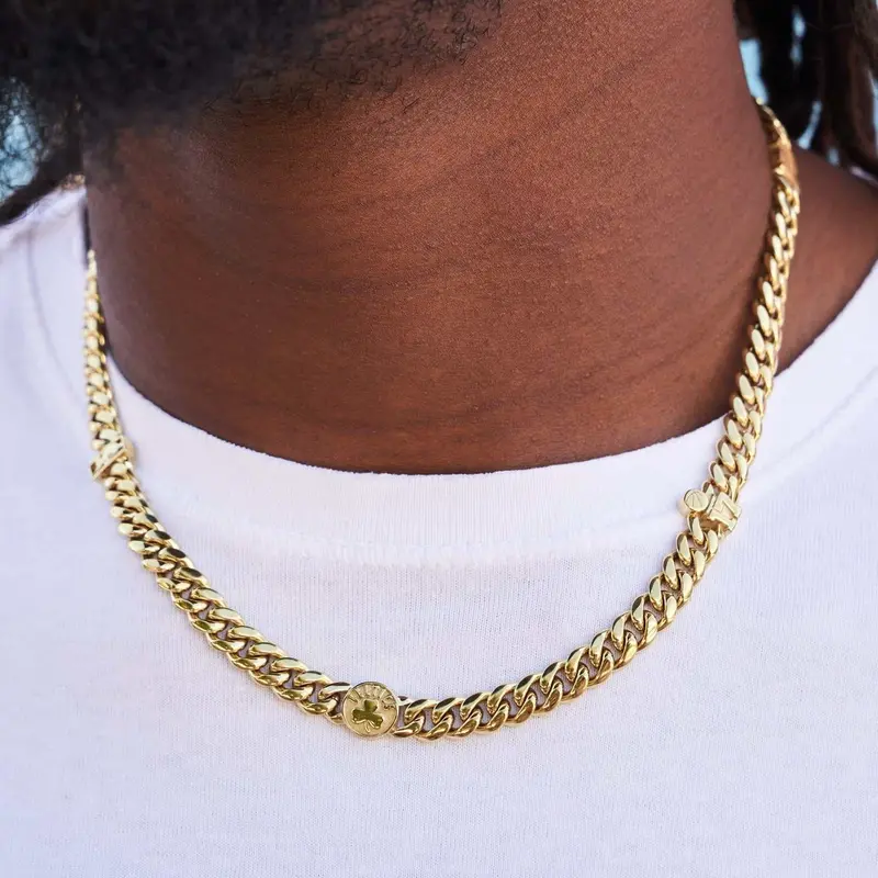 Boston Celtics 8Mm Cuban Chain Necklace In Gold Tone 1