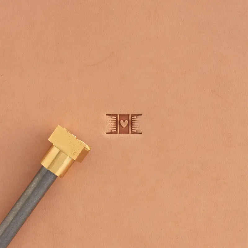Brass Basketweave Heart Leather Stamp 1