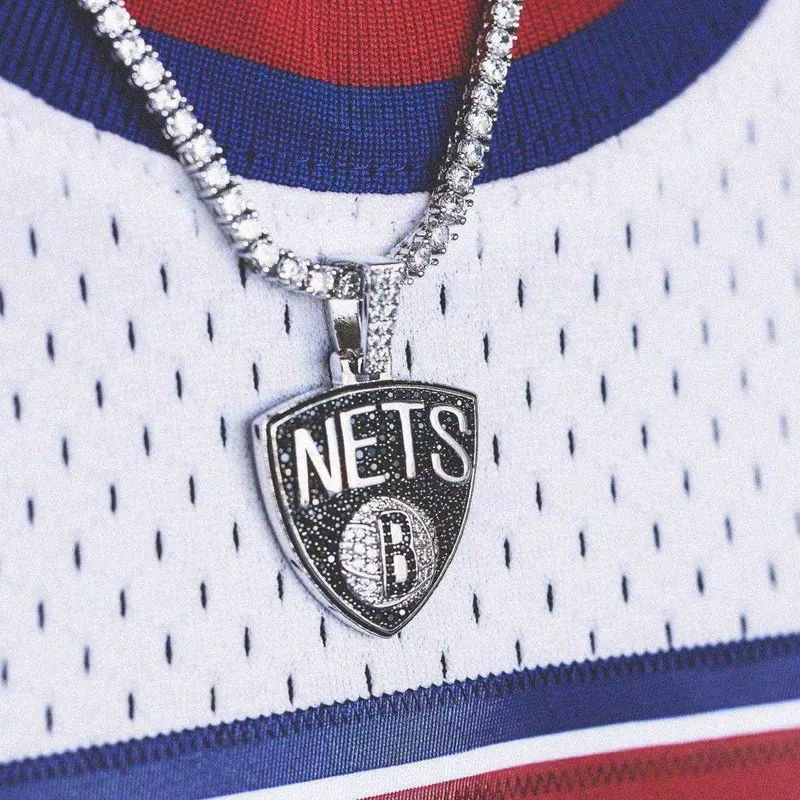 Brooklyn Nets Nba Official Logo Pendant – White Gold 1