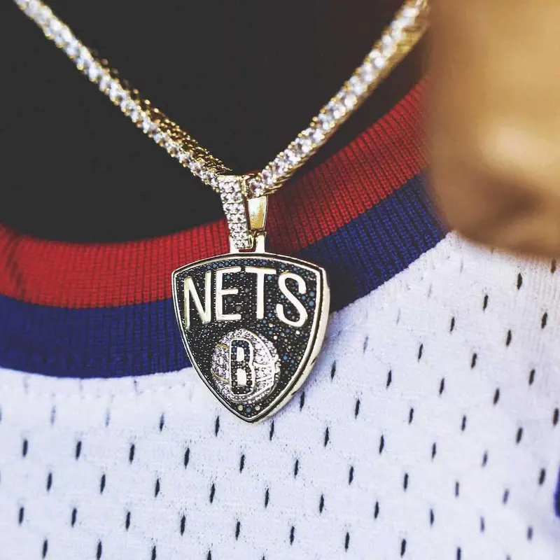 Brooklyn Nets Nba Official Logo Pendant – Yellow Gold 1