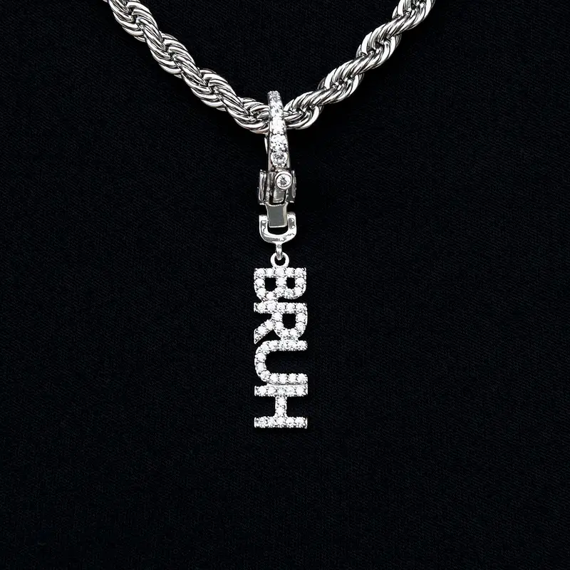 Bruh-Themed Clip-On Charm Pendant In White Gold 1
