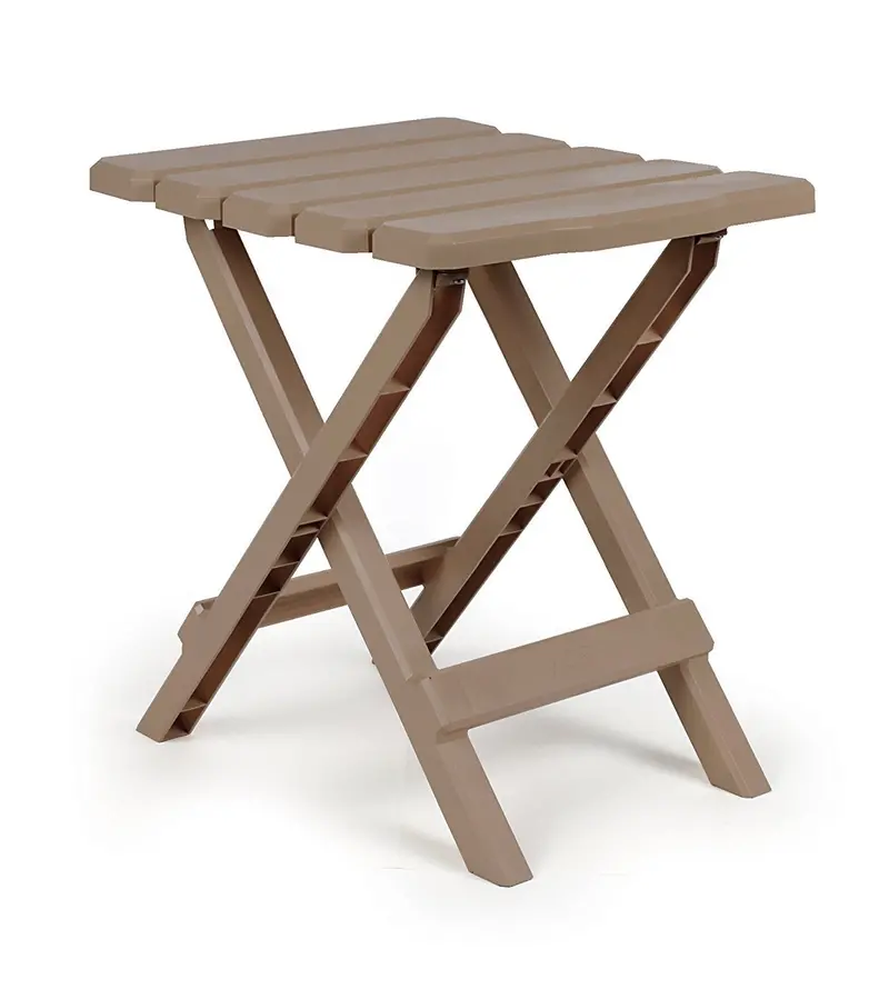 Camco Quick-Fold Adirondack Side Table – Compact Taupe Patio Table With Folding Design 1