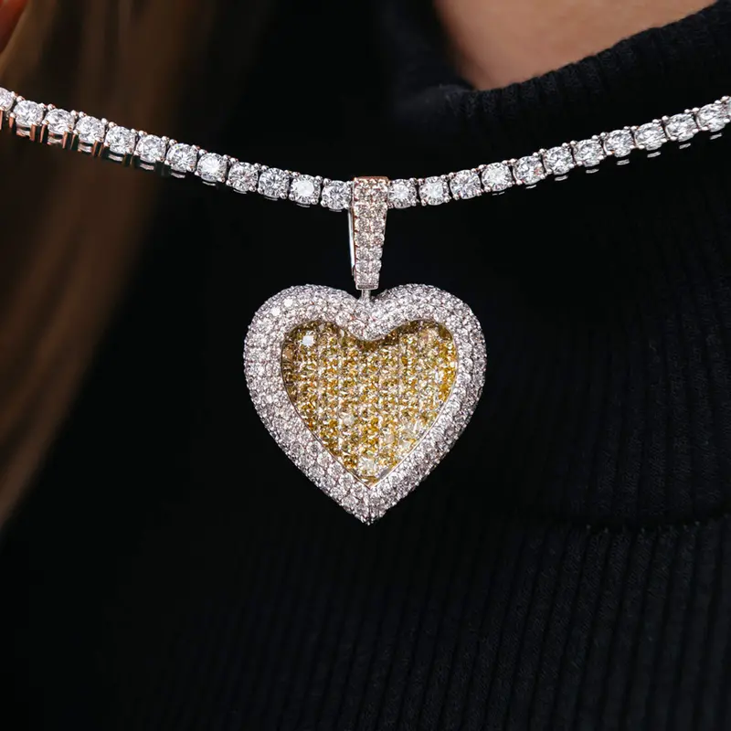 Canary Diamond Baguette Heart Pendant 1