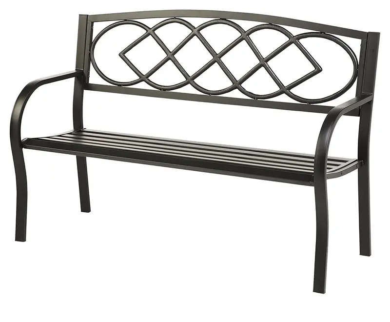 Celtic Knot Iron Garden Bench – Ornamental Cast-And-Tubular Metal Outdoor Seat With Powder-Coated Black Finish (50" L X 17.5" W X 34.5" H) 1