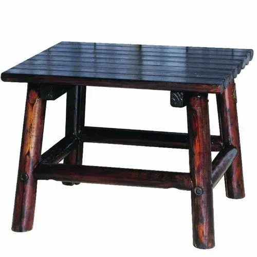 Char-Log Rustic Wood End Table – 24" X 20" Indoor/Outdoor Accent Piece 1