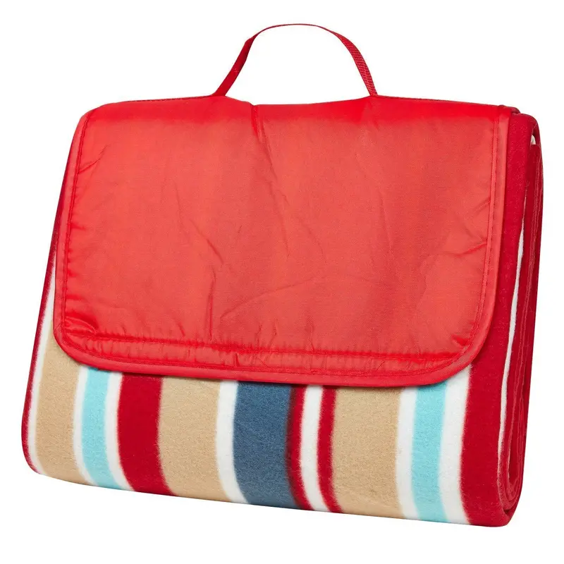 Clara Clark Extra-Large 58" × 78" Outdoor Camping & Picnic Blanket – Red/Blue/Beige Pattern 1