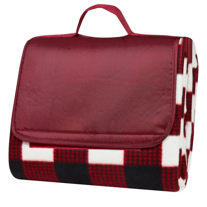 Clara Clark Extra-Large Red Plaid Outdoor Picnic & Beach Blanket (58" X 78") 1