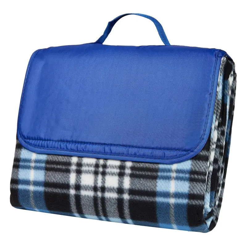 Clara Clark Oversized Outdoor Blanket – 58 In × 78 In Royal Blue Plaid Picnic Mat 1