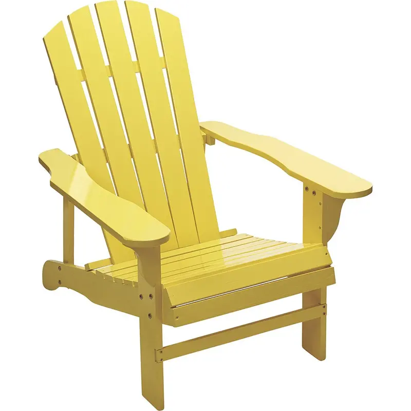 Classic Yellow Painted Adirondack Chair – Traditional Solid Wood Lawn Chair For Porches And Gardens 1